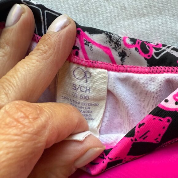 Girls Pink & Black OP Tankini Set With Love & Peace Graphics size S (6/6x) - Picture 7 of 8